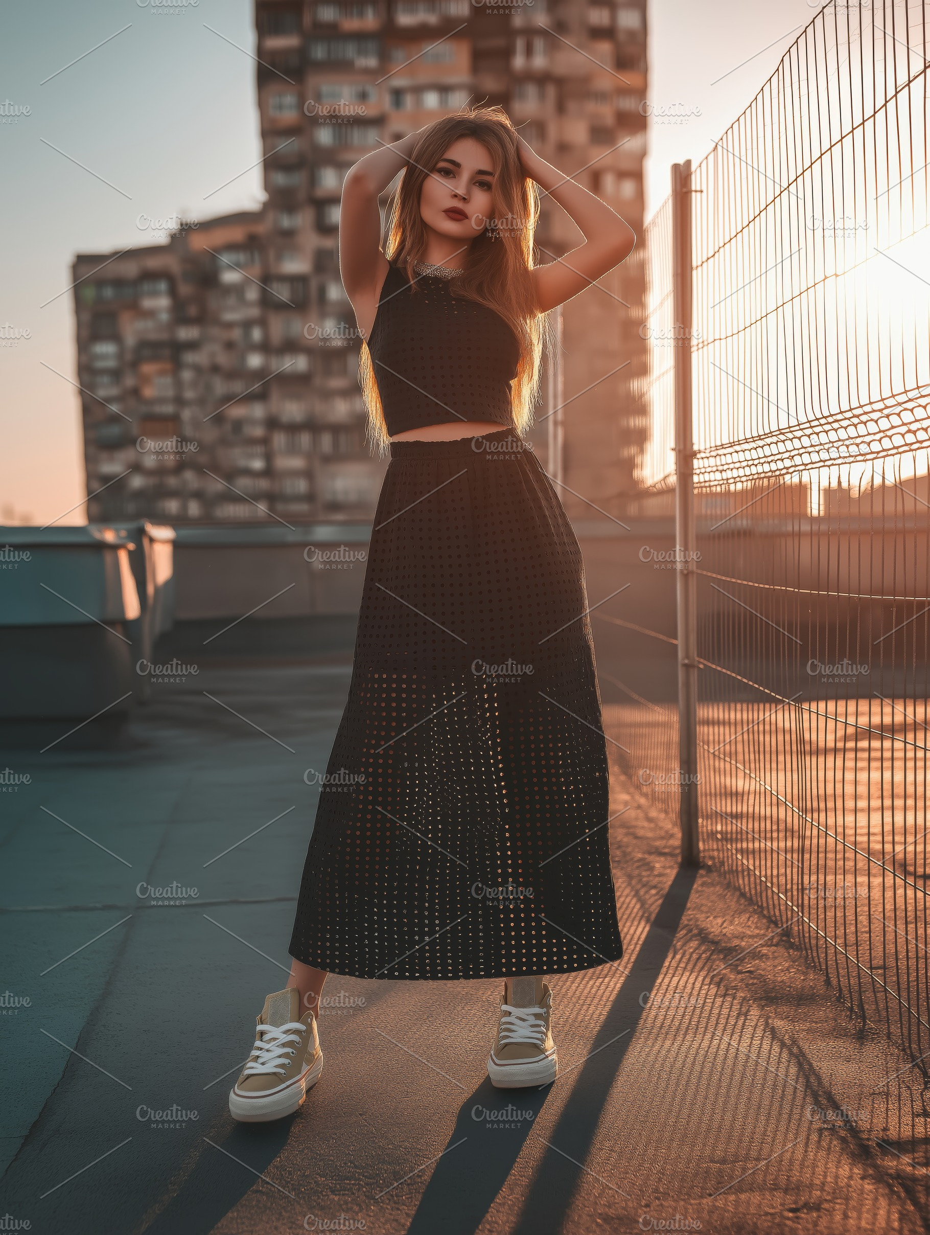 Woman in Black Dress and Sneakers, a Person Photo by Ocean Digital Art