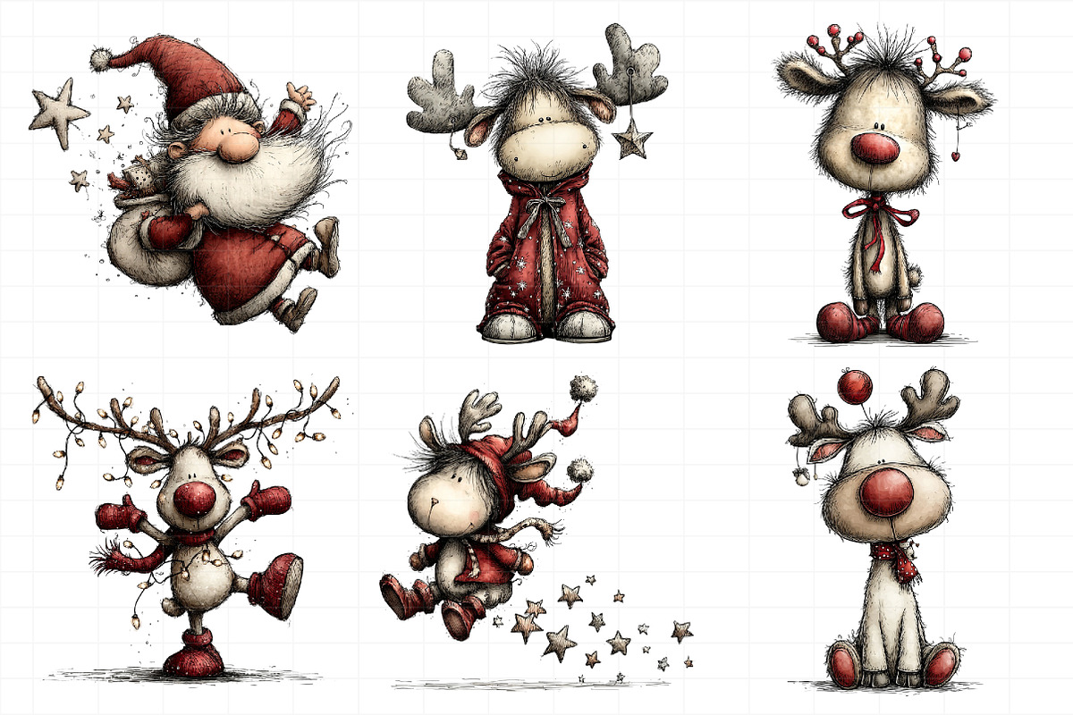 Santa & Reindeer Christmas Clipart, an Illustration by Daily.Designs (Photo 3 of 5)
