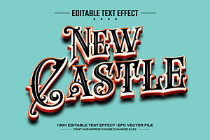 New castle 3D editable text effect, a Layer Style Add-On by nicemorning