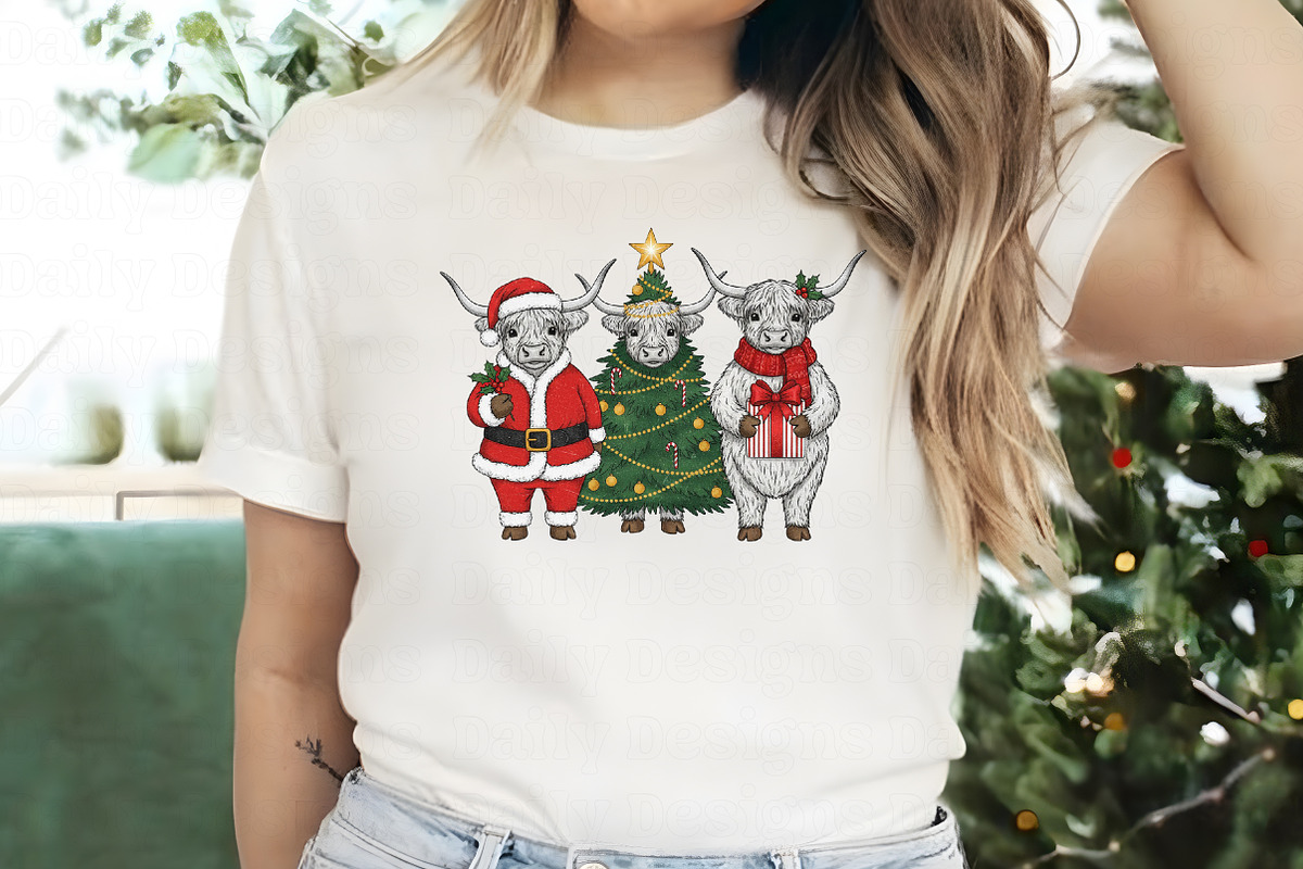 Christmas Highland Cow PNG, an Illustration by Daily.Designs (Photo 3 of 5)