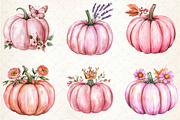 Fall Pink Floral Pumpkin Clipart, an Illustration by Rose Art (Thumbnail 4 of 4)