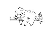 Cute Sloth Line Art Bundle, an Illustration by musafir_fashion (Thumbnail 9 of 51)