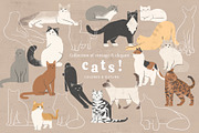 Cats Collection: Colored and Outline, an Illustration by imajineko (Thumbnail 1 of 10)