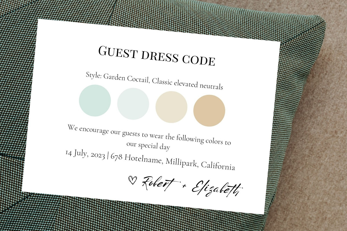 Minimalist dress code attire card, a Card Template by EvaTemplates (Photo 4 of 5)