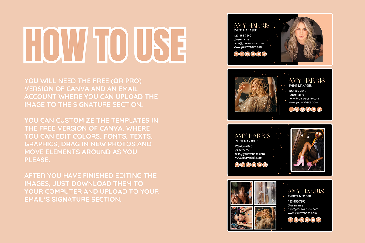 Canva Email Signature Bundle, an Email Template by SunshineStudioBoutique (Photo 3 of 9)