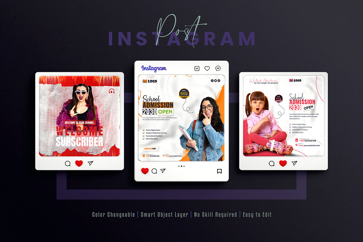 School admission social media post, a Social Media Template by Creative_View (Photo 5 of 8)