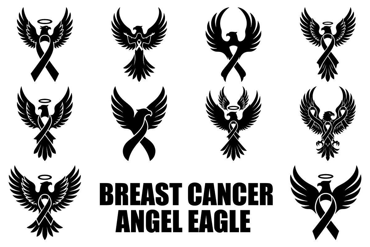 Breast Cancer Angel Eagle SVG, a Seasonal Illustration by balal (Photo 1 of 11)