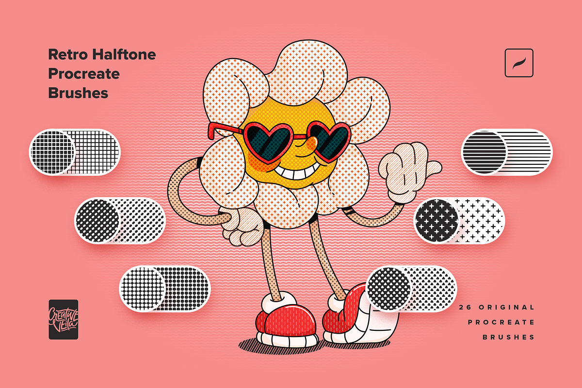 Retro Halftone Procreate Brushes, a Brush Add-On by Creative Veila (Photo 1 of 9)