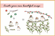 Birds & Cats-Watercolor Clipart, an Animal Illustration by VianneArt (Thumbnail 3 of 9)