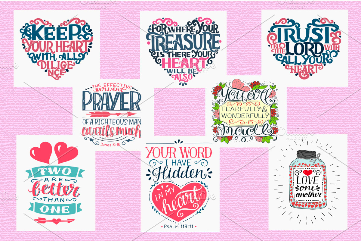 BUNDLE 62 colorful BIBLE VERSES, an Education Illustration by Ola-la-la (Photo 7 of 16)
