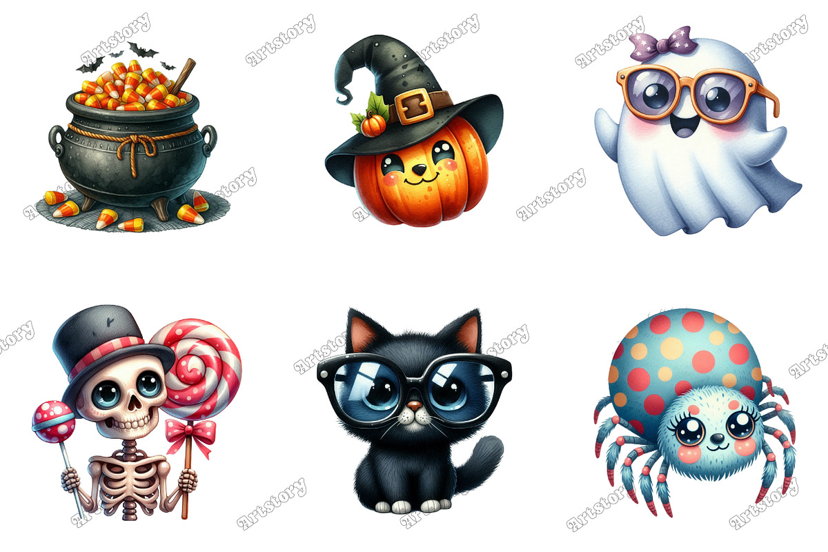 Quirky Cute Halloween Clipart Bundle, an Illustration by designcity5 (Photo 2 of 5)
