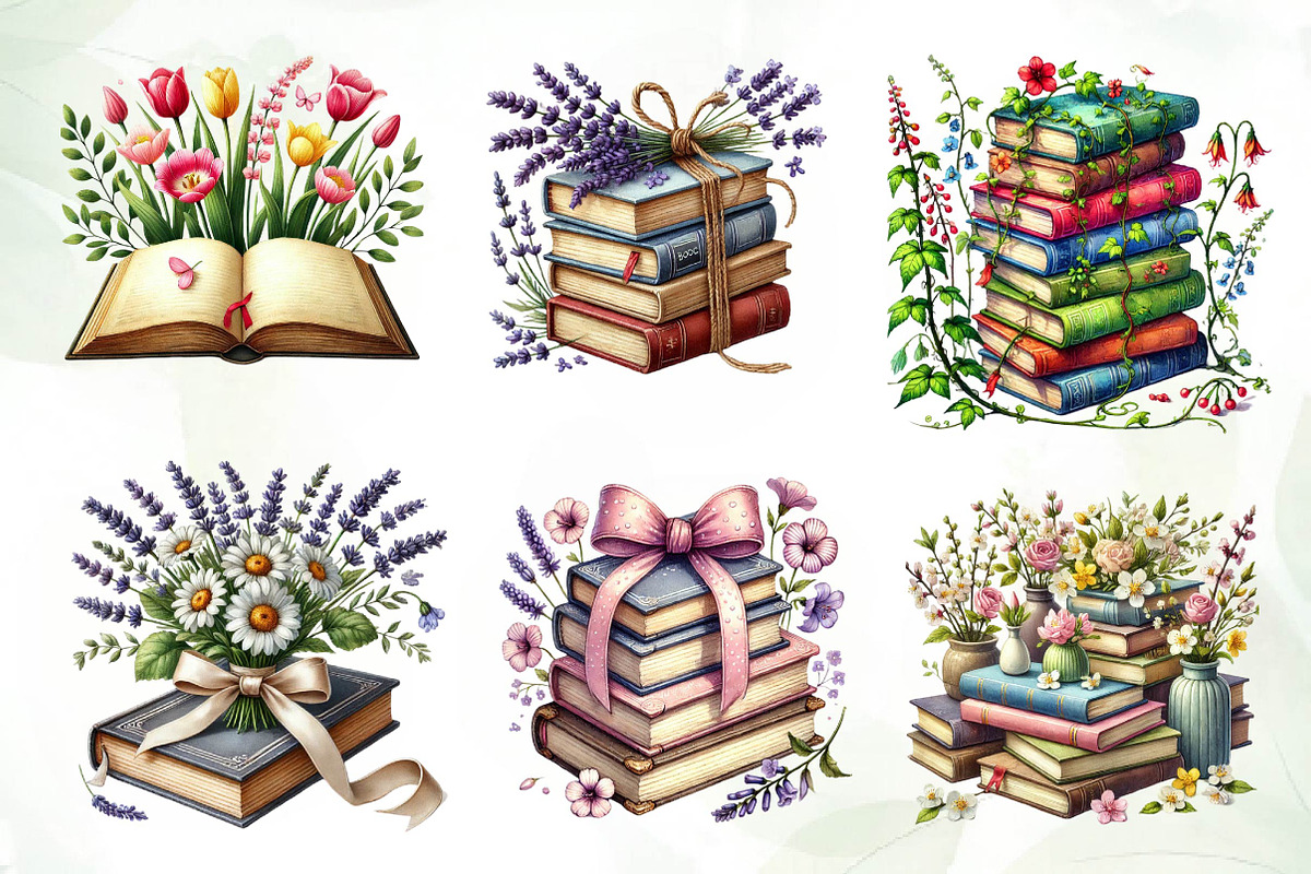 Pretty Books with Flowers Sublimatio, an Illustration by CreationArt (Photo 2 of 5)