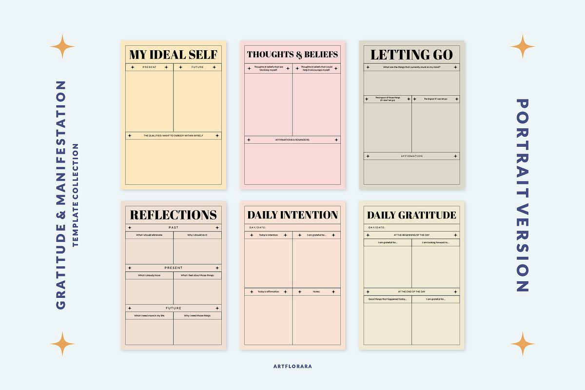 Gratitude & Manifestation Planners, a Stationery Template by Artflorara (Photo 3 of 8)
