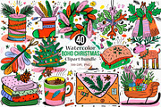 Watercolor Boho Christmas Clipart, an Illustration by Canvas Craft (Thumbnail 1 of 8)
