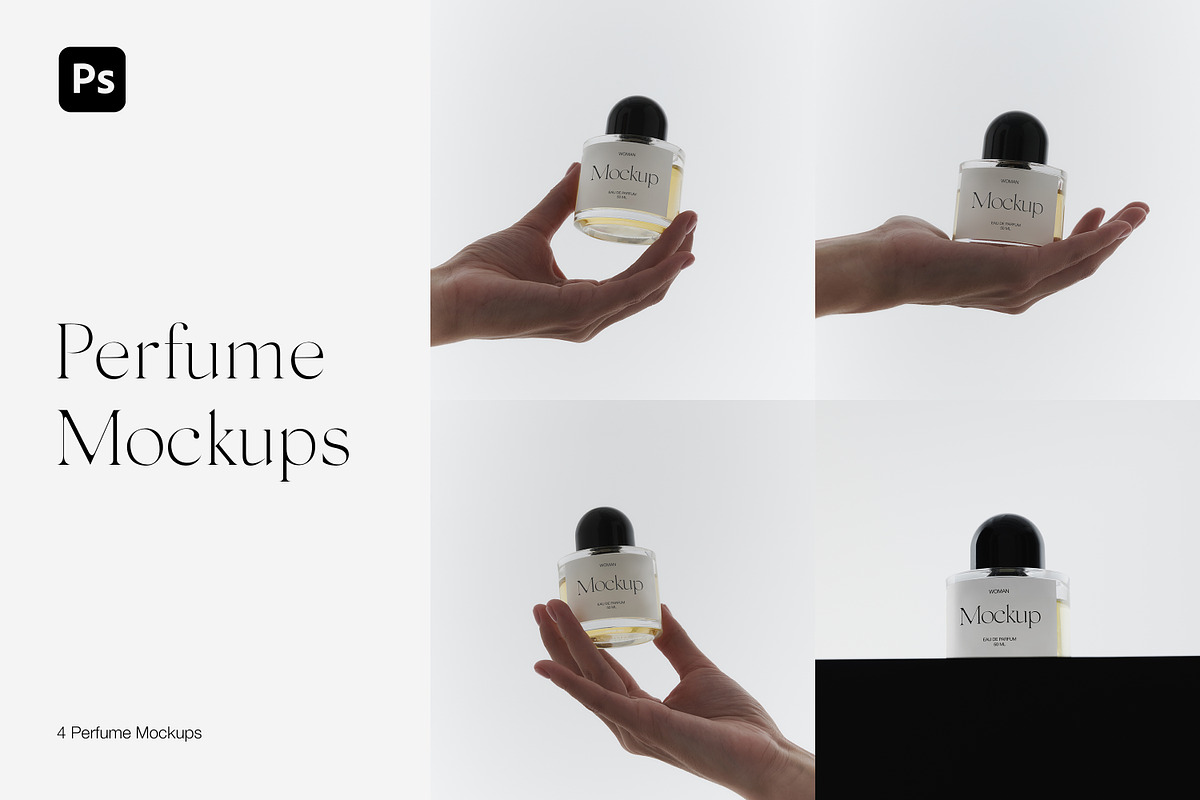 Download Perfume Bottle in Hand Mockup