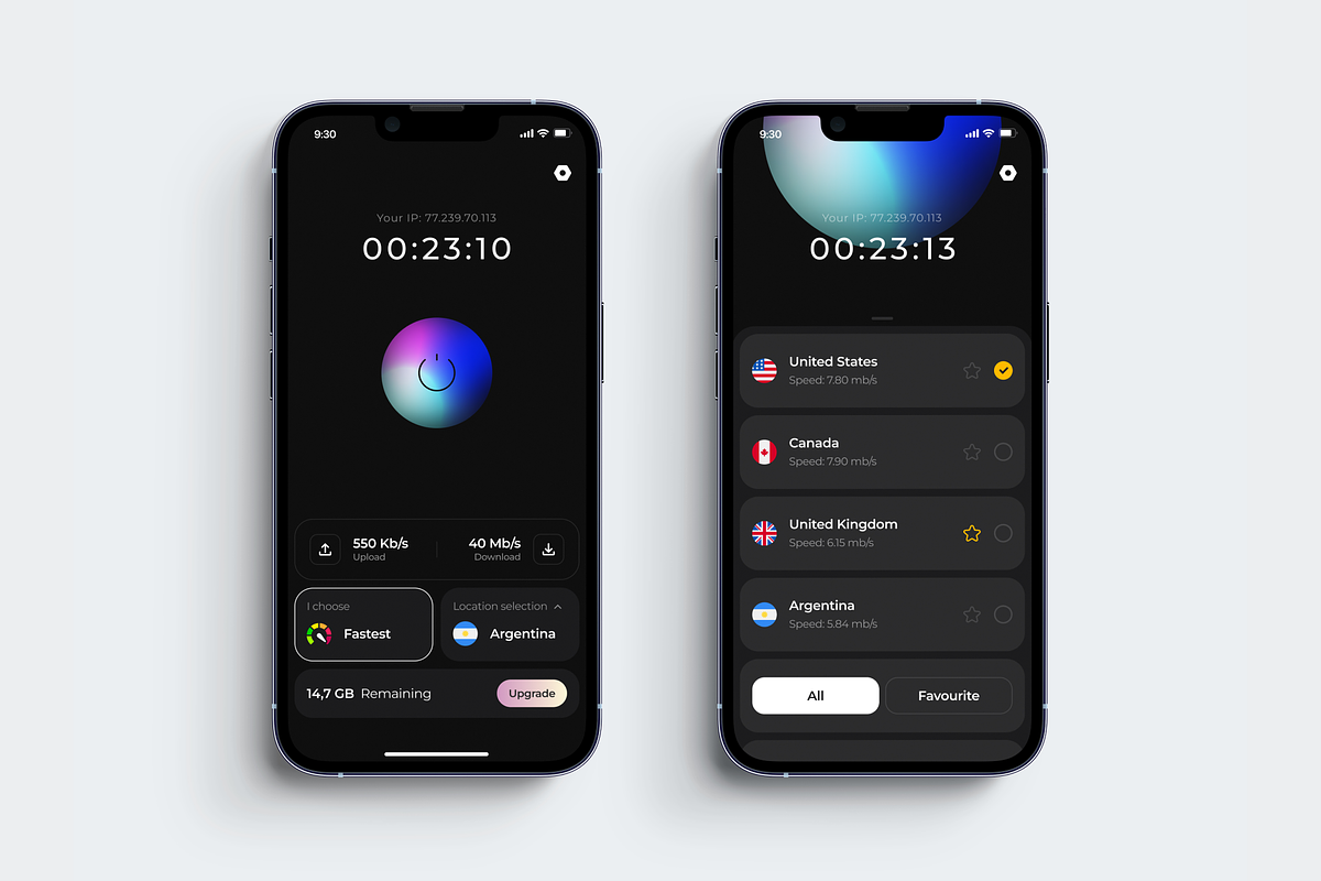 VPN App | Mobile App UI Kit, an UI Kit Template by yoframe (Photo 2 of 5)