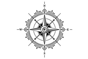 Navigation Compass Icon on White, an Object Illustration by in8finity