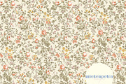 Vintage Floral Coral Mustard Cream, a Pattern Graphic by Mieken Petra Designs (Thumbnail 1 of 4)