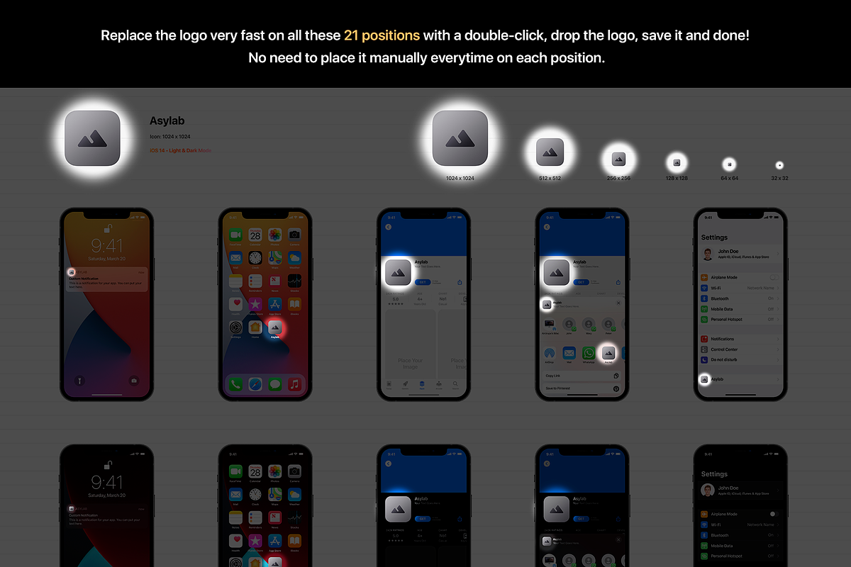 Mobile OS Icon Template Mockup - PSD, an iPhone Mockup by Asylab (Photo 4 of 34)