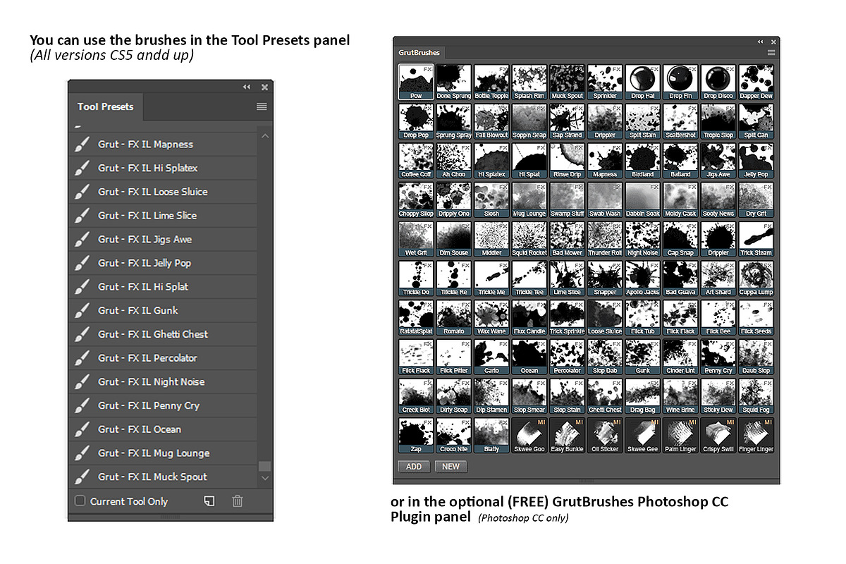 100 Photoshop Splatter Brush Tools, a Brush Add-On by GrutBrushes (Photo 4 of 6)