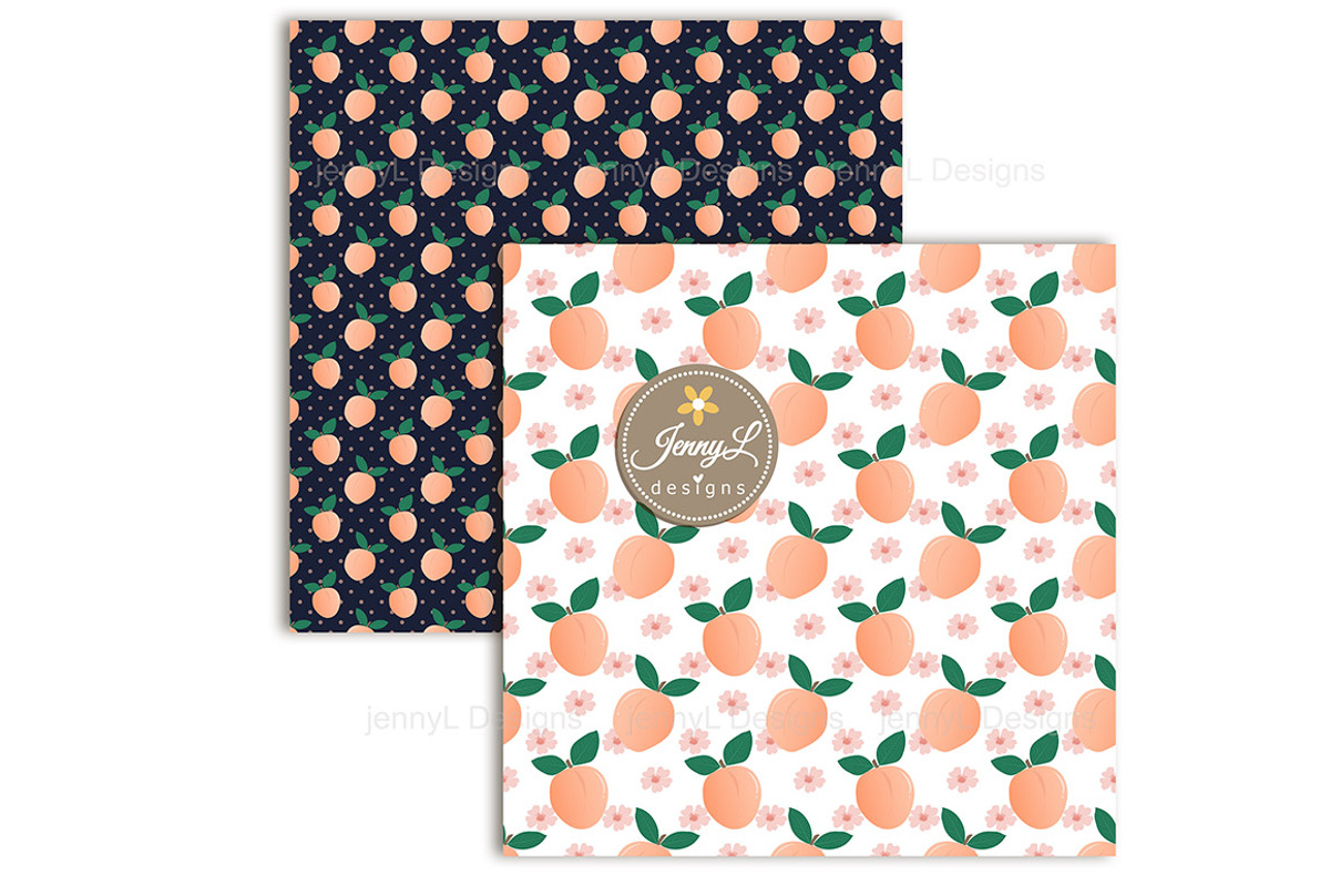 Peaches Digital Papers & Clipart, a Pattern Graphic by JennyL Designs (Photo 5 of 7)
