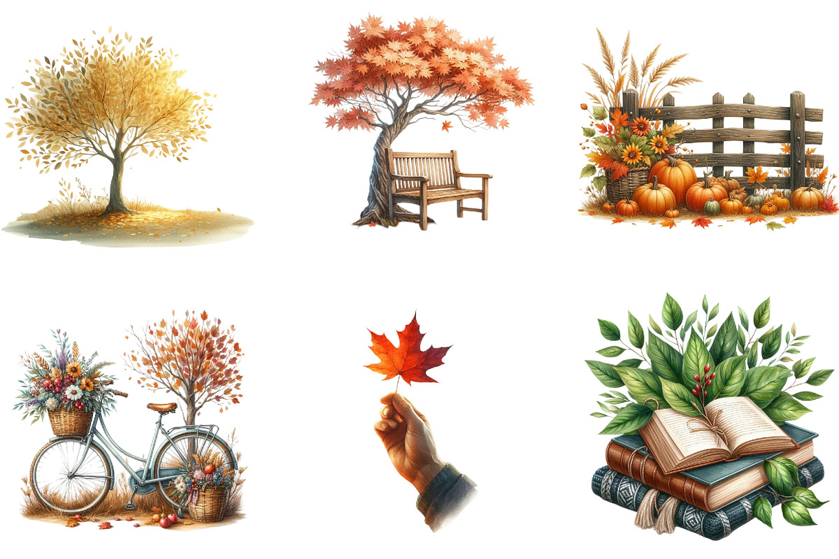 Watercolor Serene Autumn Day, an Illustration by DreamArtGraphic (Photo 2 of 4)