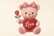 Crochet Yarn Valentine Teddy Bear Pn, an Illustration by DreamPrint404 (Thumbnail 1 of 8)