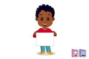 African Kid Holding Sign, a Person Illustration by MISS CHATZ