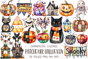 Patchwork Halloween Clipart, an Illustration by OK Design (Thumbnail 1 of 5)