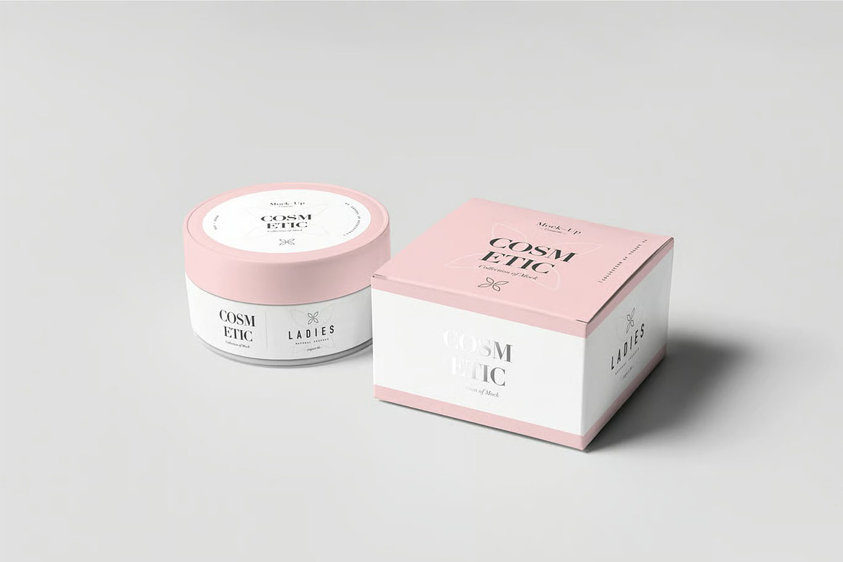 Cosmetic Cream Jar And Boxed Mockup, a Packaging Mockup by DesignRushMarket (Photo 2 of 2)