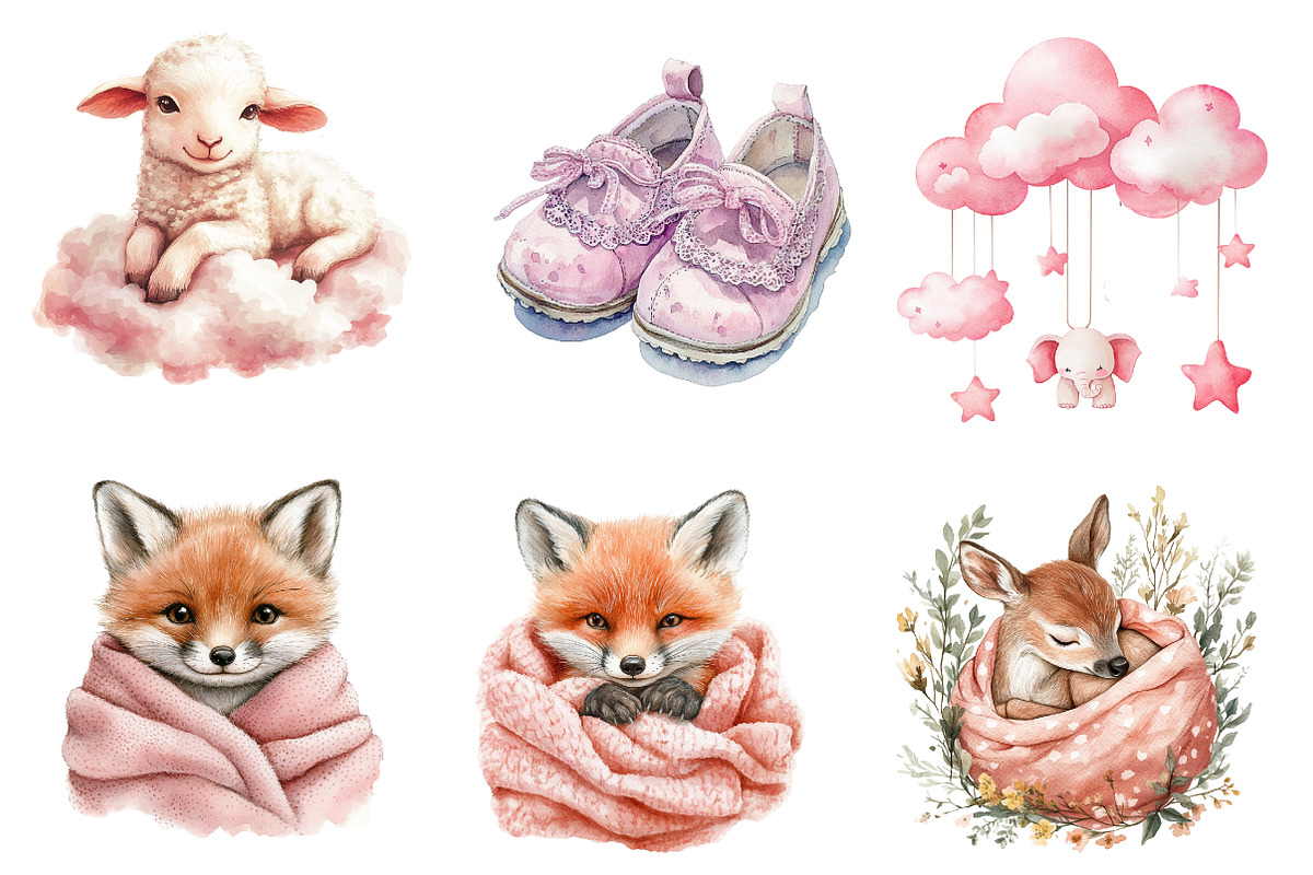 Pink Baby Girl Nursery Clipart, an Icon by CreationArt (Photo 3 of 5)