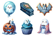 Watercolor Blue Halloween Clipart, an Illustration by Daily.Designs (Thumbnail 2 of 5)