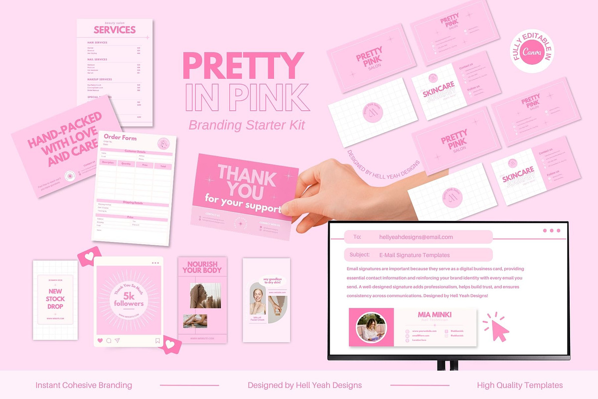 Pretty in Pink Branding Starter Kit, a Social Media Template by Hell Yeah Designs (Photo 6 of 13)
