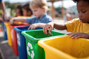 Encouraging students to recycle at school for eco-awareness and green habits, a Photo by AlyaAnd
