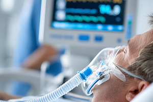 Hospital patient lying in intensive, a Health & Medical Photo by MistyDay