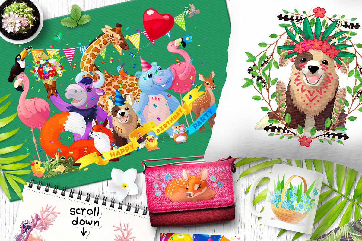 vector set Happy Animals, an Animal Illustration by WINDmade (Photo 12 of 12)