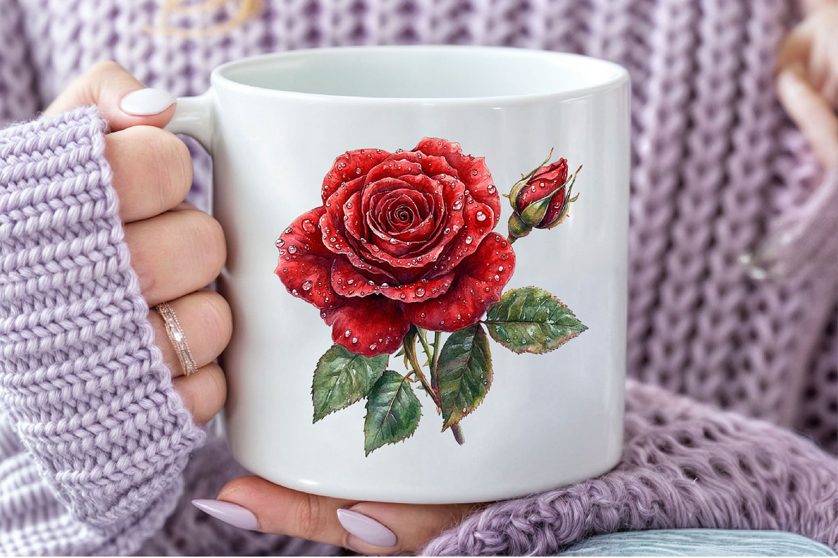 Red Lithograph Roses Clipart, an Illustration by Pixels.Craft (Photo 6 of 7)