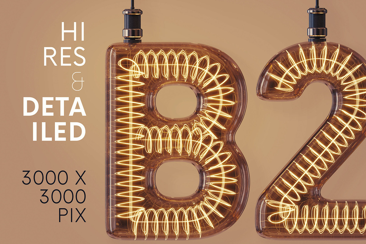 Retro Light Bulbs - 3D Lettering, a Graphic by MIIM
