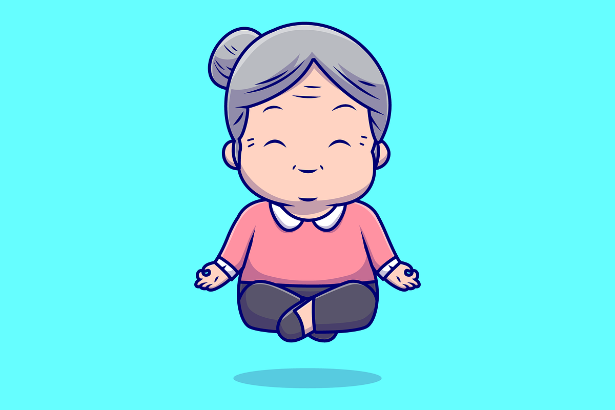 Cute Grandmother Meditation Yoga, a Person Illustration by Catalyst Labs