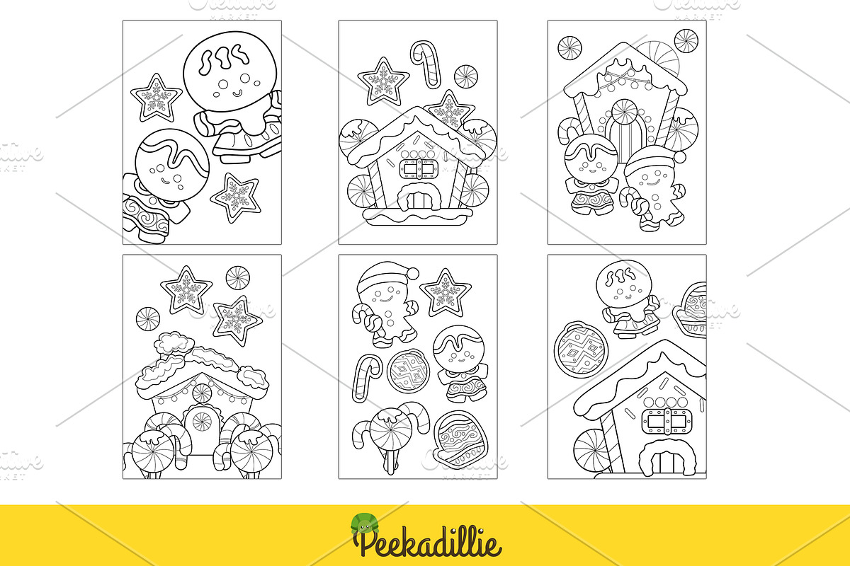 Gingerbread Christmas Coloring Set, a Decorative Illustration by Peekadillie Art (Photo 2 of 3)