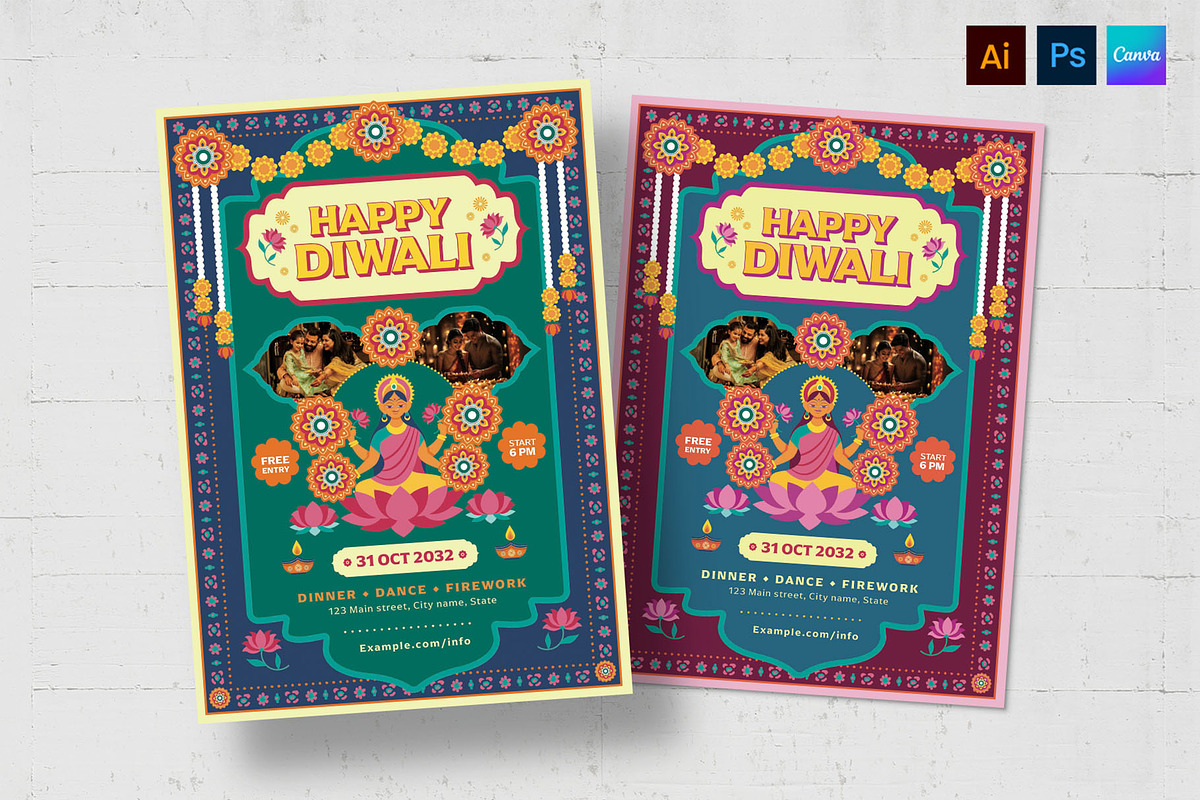 Diwali Flyer Template, a Flyer Template by BrandPacks (Photo 1 of 5)