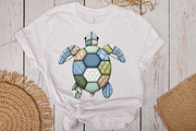 Patchwork Sea Turtle Fabric Summer P, an Illustration by CraftArtStudio (Thumbnail 3 of 4)