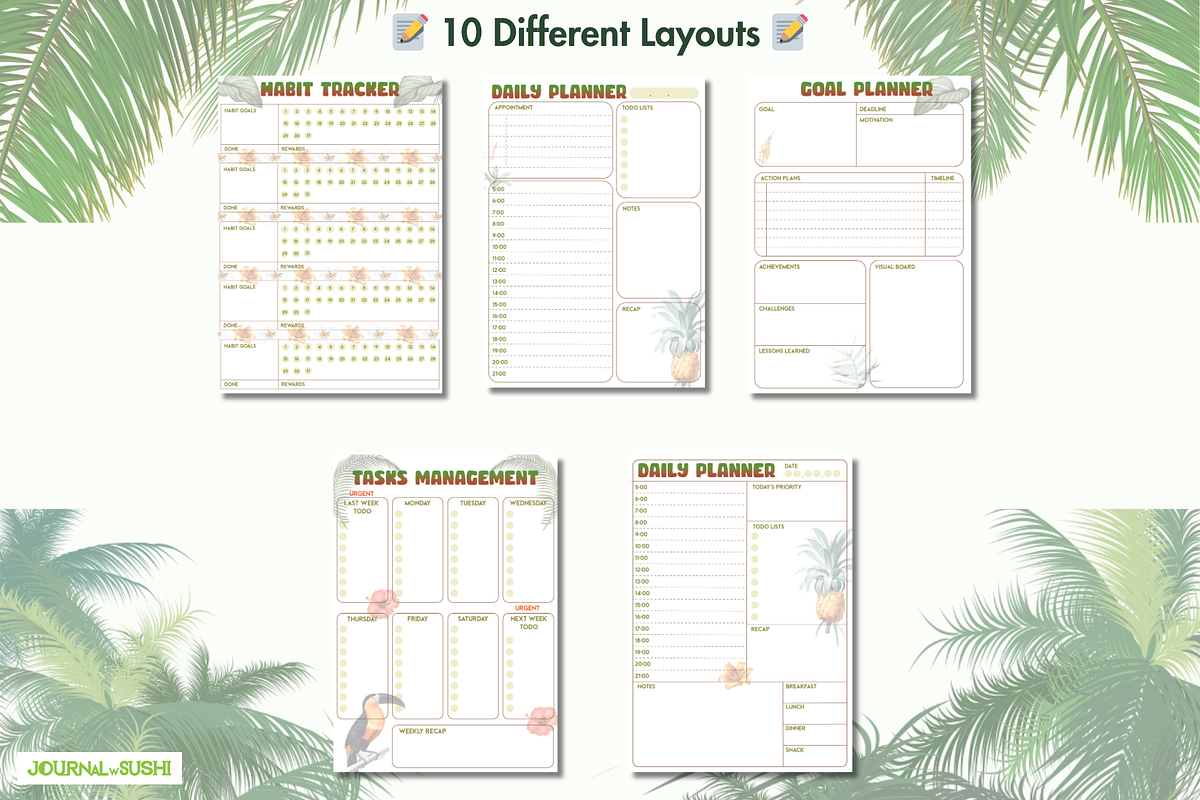Productivity Digital Planner, a Stationery Template by Journal w Sushii (Photo 5 of 6)