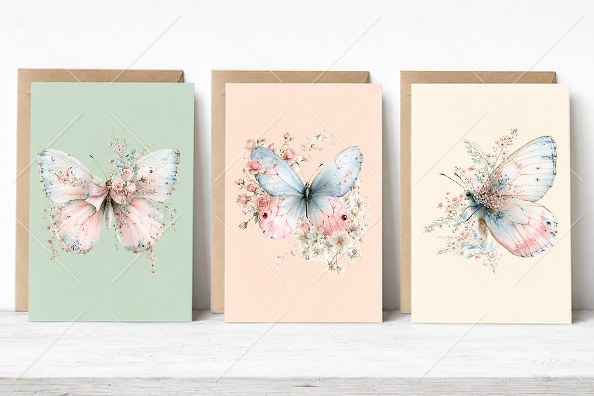 Whimsical Floral Butterfly Clipart, a Seasonal Illustration by Canvas Craft (Photo 4 of 10)