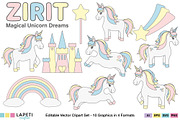 Cute Pastel Unicorn Clipart, an Animal Illustration by Lapeticrafter (Thumbnail 1 of 8)