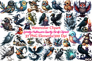 Spooky Halloween Quirky Birds Clipar, an Illustration by DreamCafeArt (Thumbnail 1 of 7)