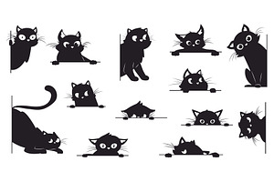 Black cat looking. Peeking cats, a Graphic by Valerie Bodnar
