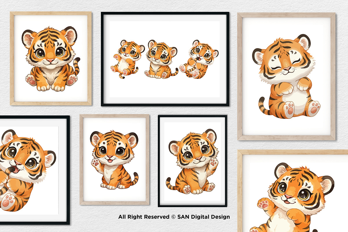15 Bundle Watercolor Baby Tiger Wild, an Animal Illustration by Morspective (Photo 4 of 8)