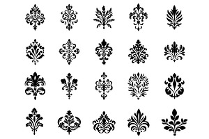 Vintage black symmetrical motifs set, an Illustration by Valerie Bodnar
