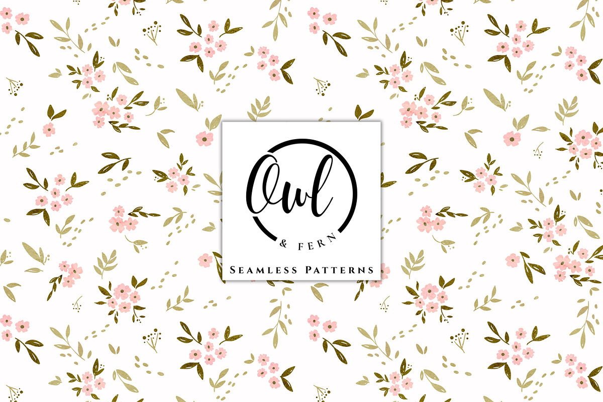 Watercolor Floral Seamless Pattern, a Pattern Graphic by OwlAndFern (Photo 1 of 11)